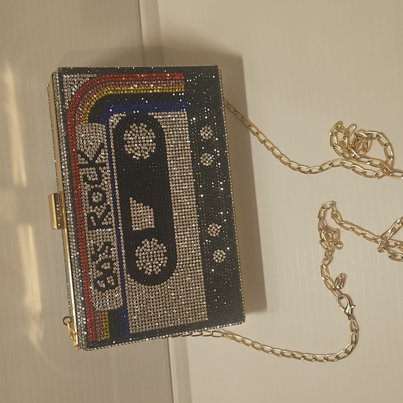 Insanely cool rhinestone covered box clutch “80s Rock” - Picture 4 of 11
